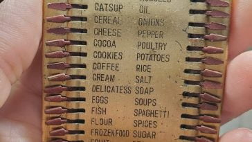 A vintage metal shopping list