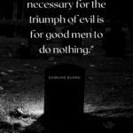 The only thing necessary for the triumph of evil is for good men to do nothing.