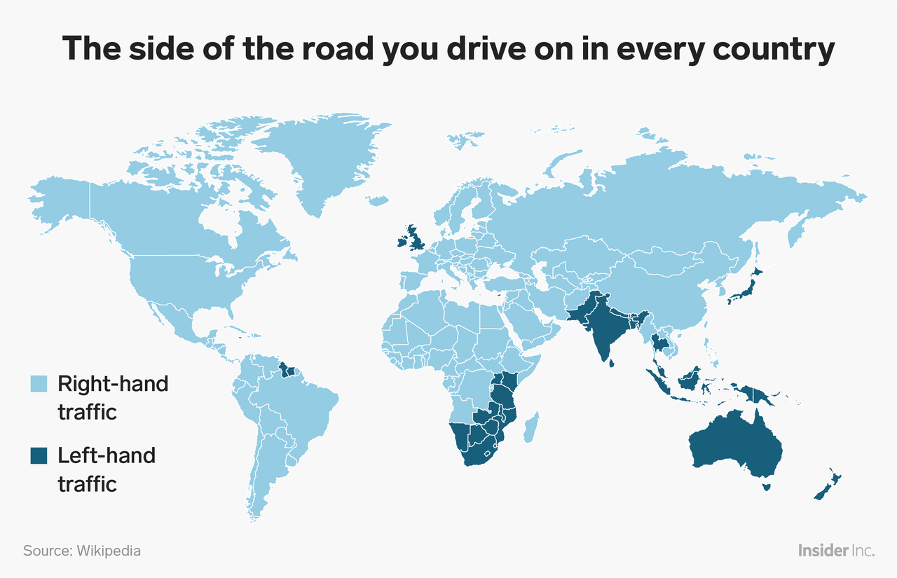 Right Hand Drive Countries vs. Normal Countries - PINZOR